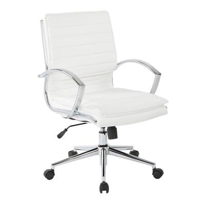Mid Back Manager's White Faux Leather Office Chair