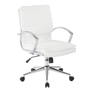 Mid Back Manager's White Faux Leather Office Chair