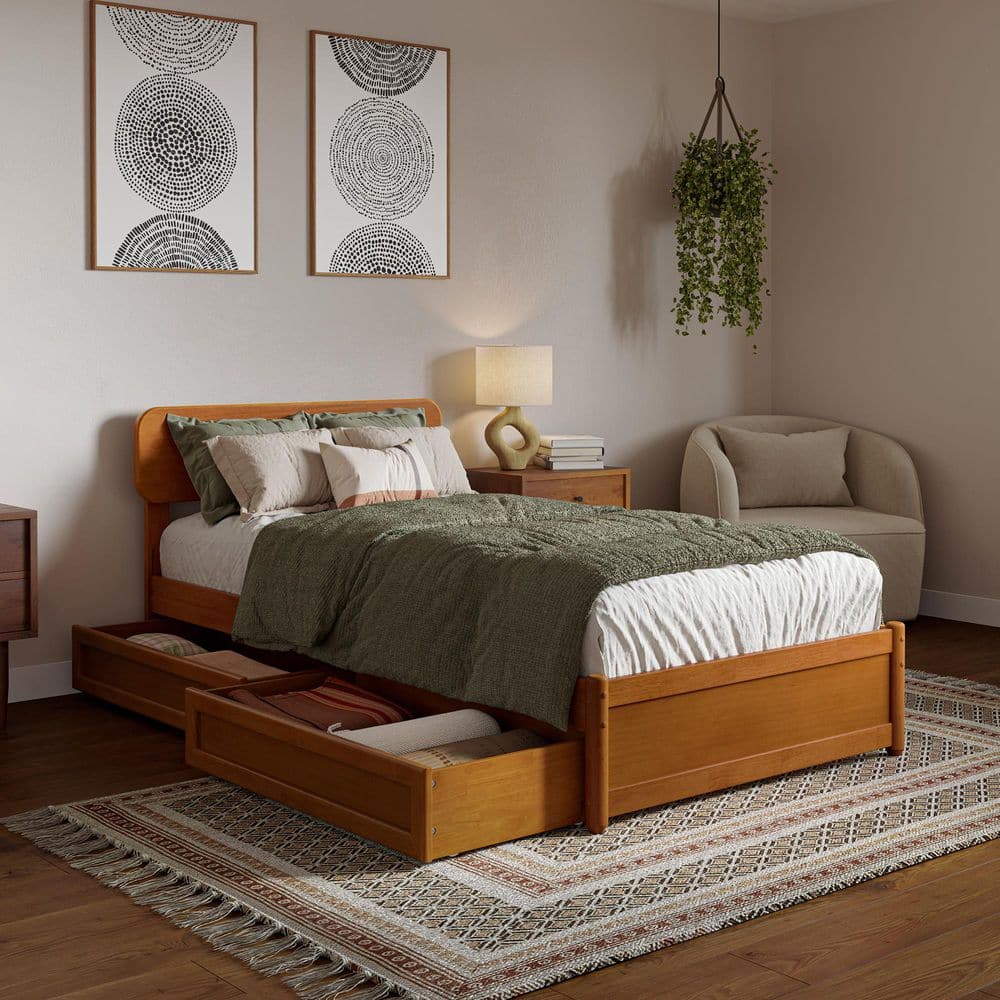 AFI Capri Light Toffee Natural Bronze Solid Wood Frame Twin XL