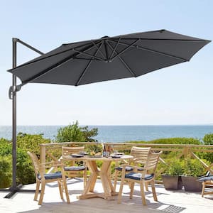 Anthracite Premium 11FT Cantilever Patio Umbrella -Outdoor Comfort with 360° Rotation and Canopy Angle Adjustment