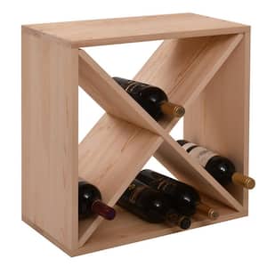 24-Bottle Modular Wine Rack, Stackable Wine Storage Cube for Bar Cellar Kitchen Dining Room, Burlywood
