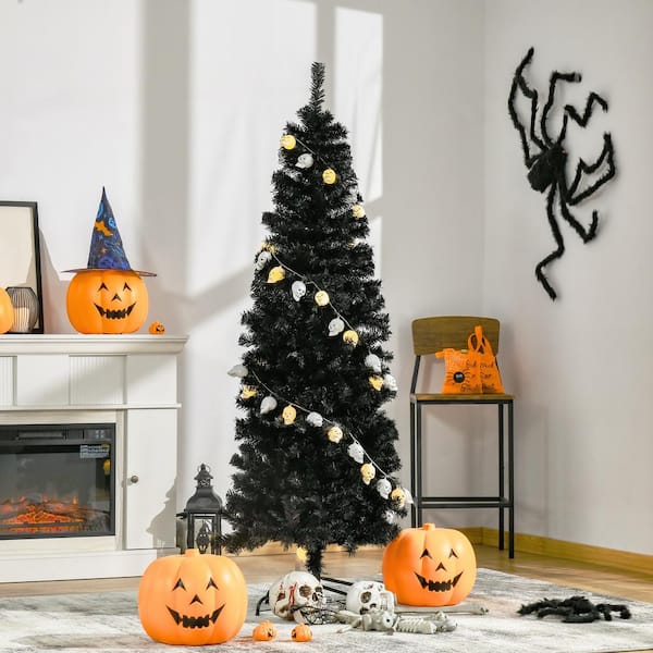 6ft Pre-lit Purple Halloween Christmas Tree W/ Orange Lights Pumpkin  Decorations : Target