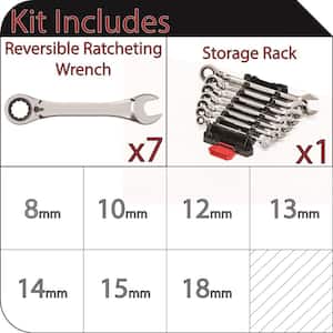 Reversible Ratcheting MM Combination Wrench Set (7-Piece)