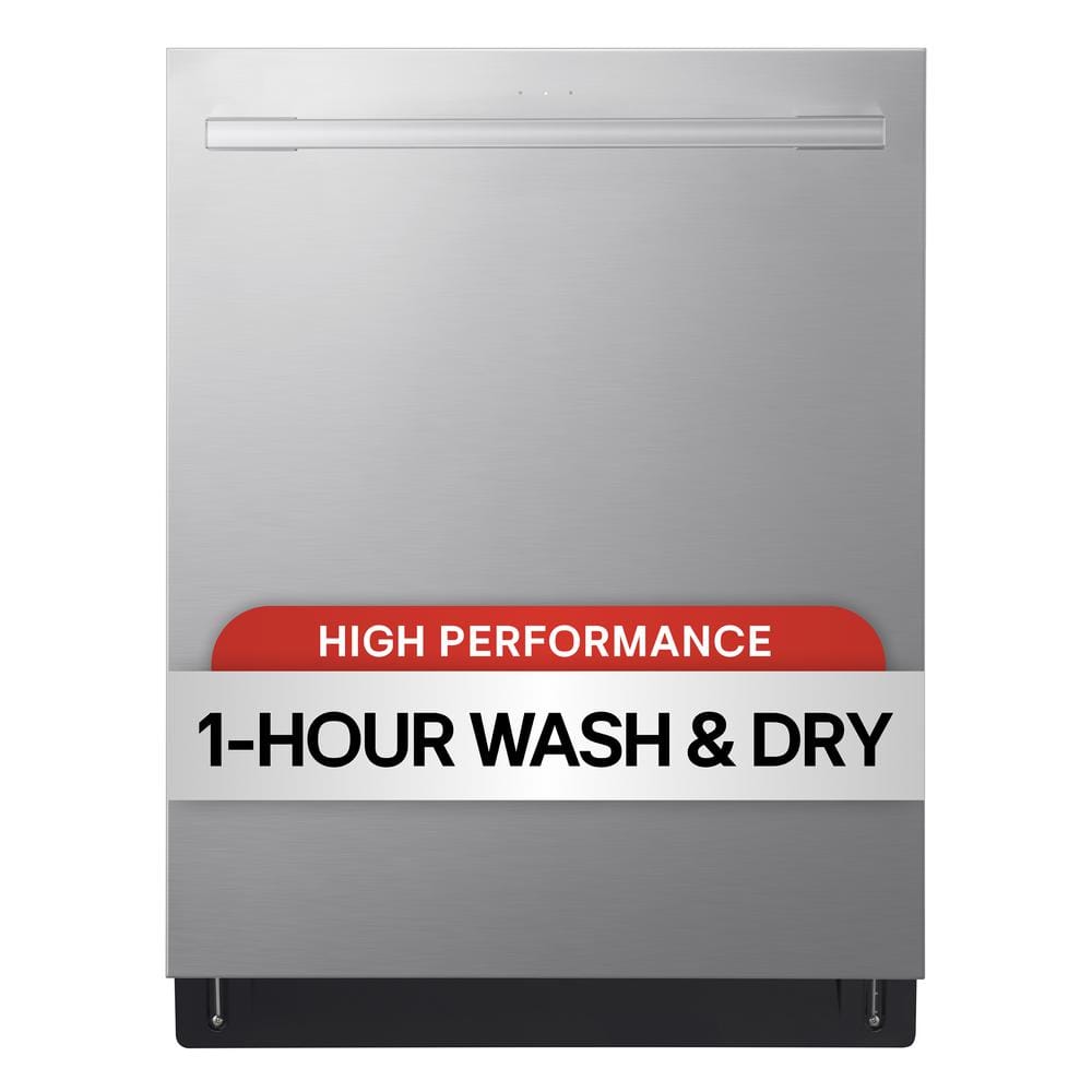 LG 24 in. Top Control Smart Wi-Fi Enabled Dishwasher QuadWash Pro, Dynamic Heat Dry, 3rd Rack in PrintProof Stainless Steel