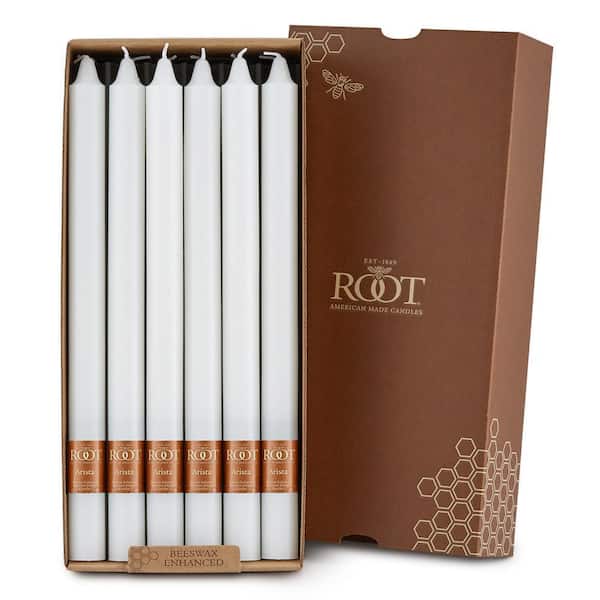 Smooth Arista 12 in. White Unscented Taper Candle (Set of 12)