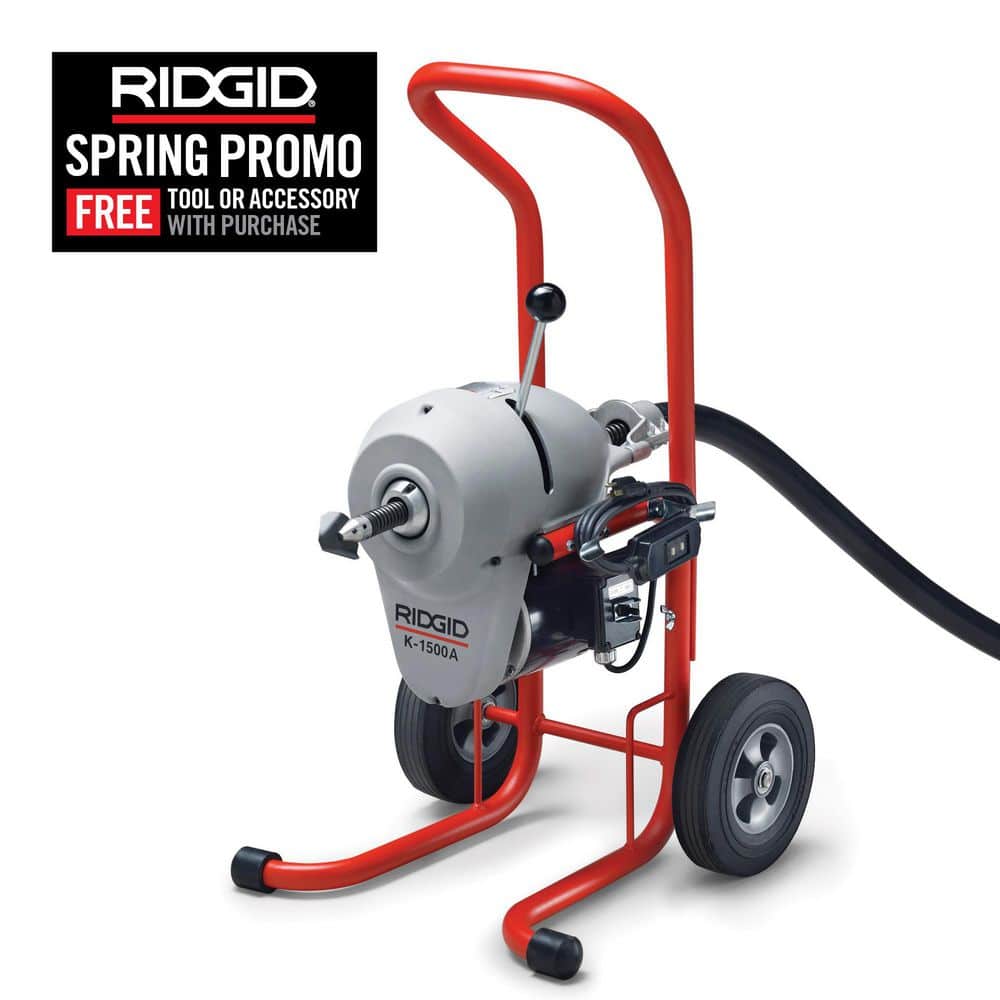Pipe Washing Machine Ridgid RIDGID 115-Volt K-1500A Sectional Sewer and Drain Cleaning Machine with ...