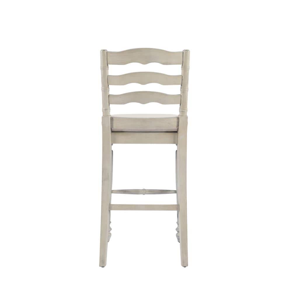 Marino White Wash 30" Upholstered Wood Bar Stool with Turned Legs