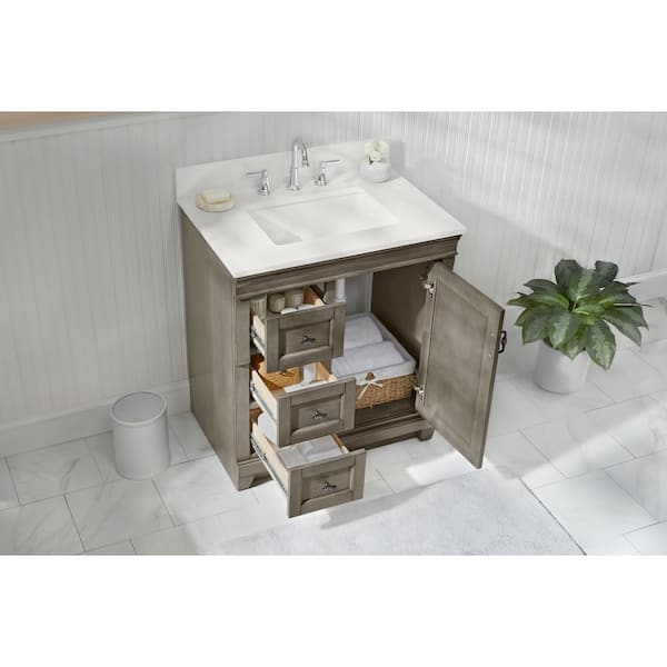 Home Decorators Collection Naples 30 in. W x 21.63 in. D x 34 in. H Bath  Vanity Cabinet without Top in Distressed Grey NADGA3021DL - The Home Depot