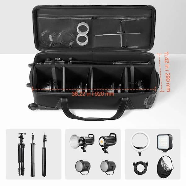 BIBIVIS 39.37 in. W x 14.96 in. D x 12.60 in. H Rolling Camera Bag
