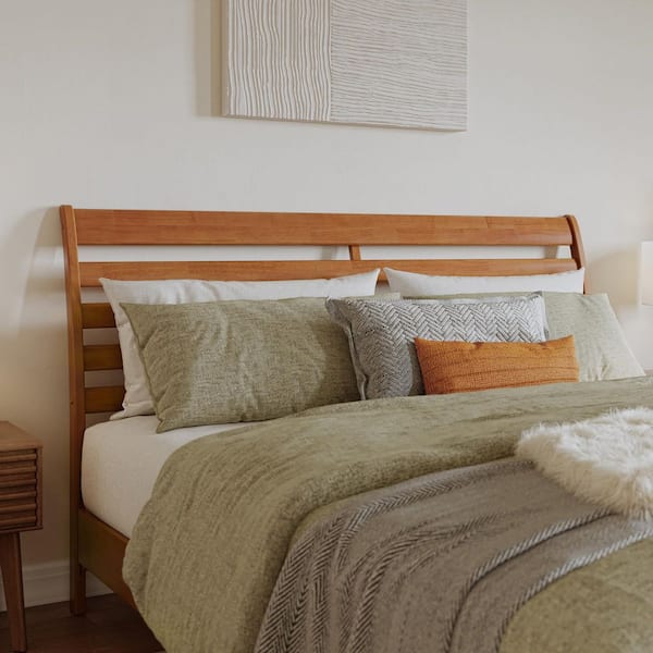 Savannah Light Toffee Natural Bronze Solid Wood King Headboard Attachable Charger