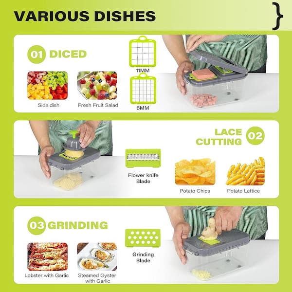 .com: Genius Nicer Dicer Plus, 14 Pieces, Cutting, Grater, Slicing, Dice, Fruit and Vegetable Cutter, As seen on TV