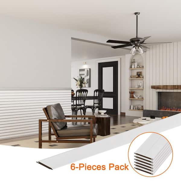7 ft. x 1/2 ft. x 0.5 in. White Tongue and Groove Wall Panel MDF Decorative Wall Panel (18-Pieces/63 sq. ft. )