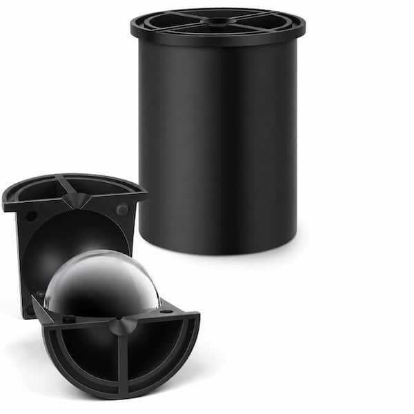 Black Silicone Stainless Steel Clear Ice Ball Maker, 1-Piece Home Bar Tool for Whiskey and Cocktails