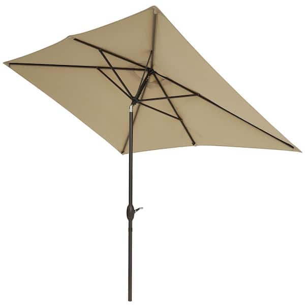 JOYESERY 10 ft. x 7 ft. Aluminum Frame Rectangle Market Umbrellas in Light tan