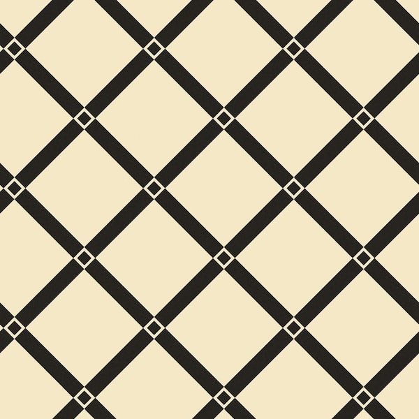 The Wallpaper Company 8 in. x 10 in. Black and Ivory Diamond Links Wallpaper Sample