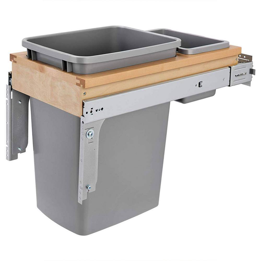 RevAShelf 35 Qt. Single PullOut Top Mount Maple and Silver Container