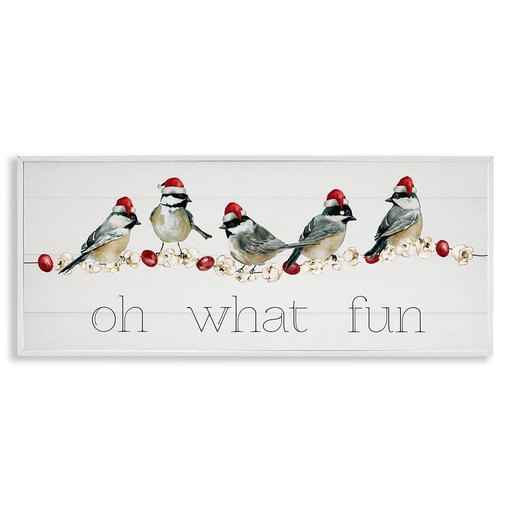 Oh what Fun Holiday Birds by Livi Finn 1-Piece White Framed Giclee Animal Art Print 13 in. x 30 in. price history on PriceWatchPro