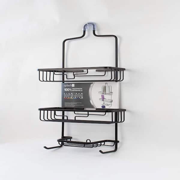 Splash Home Bathroom Door or Hanging from Shower Head Caddy with Two Basket  Organizers Plus Dish for Storage Shelves for Shampoo, Conditioner Soaps