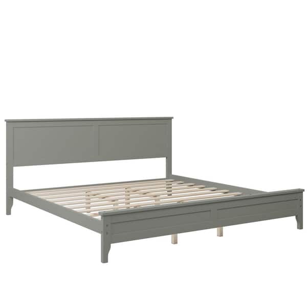 Donason 80.70 in. W Gray Solid Wood Frame King Platform Bed