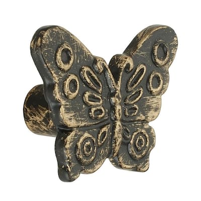 Butterfly 2-7/25 in. (58 mm) Antique Brass Patina Cabinet Knob