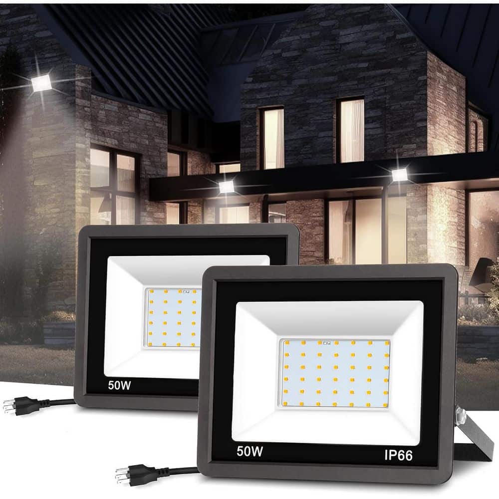50W Commercial Plug-in 2300 Lumen Integrated LED Flood Light with 9.8FT Cord, Dusk to Dawn,IP66 Waterproof for Warehouse price history on PriceWatchPro