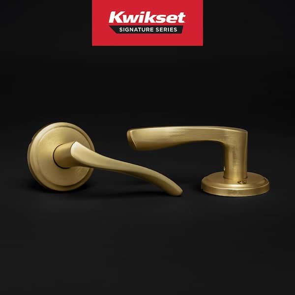 Sedona Satin Brass Hall Closet Door Handle with Microban Antimicrobial Technology - Reversible
