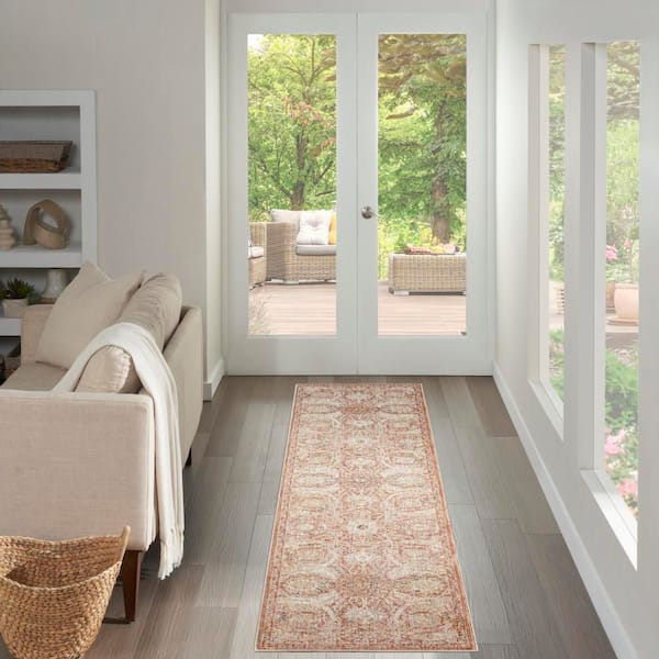 Heirloom Blend Brick 2 ft. x 10 ft. Medallion Traditional Runner Area Rug