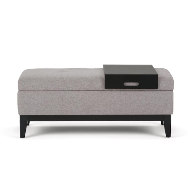 Simpli Home Avalon Modern Cloud Grey Storage Ottoman in the Ottomans & Poufs  department at