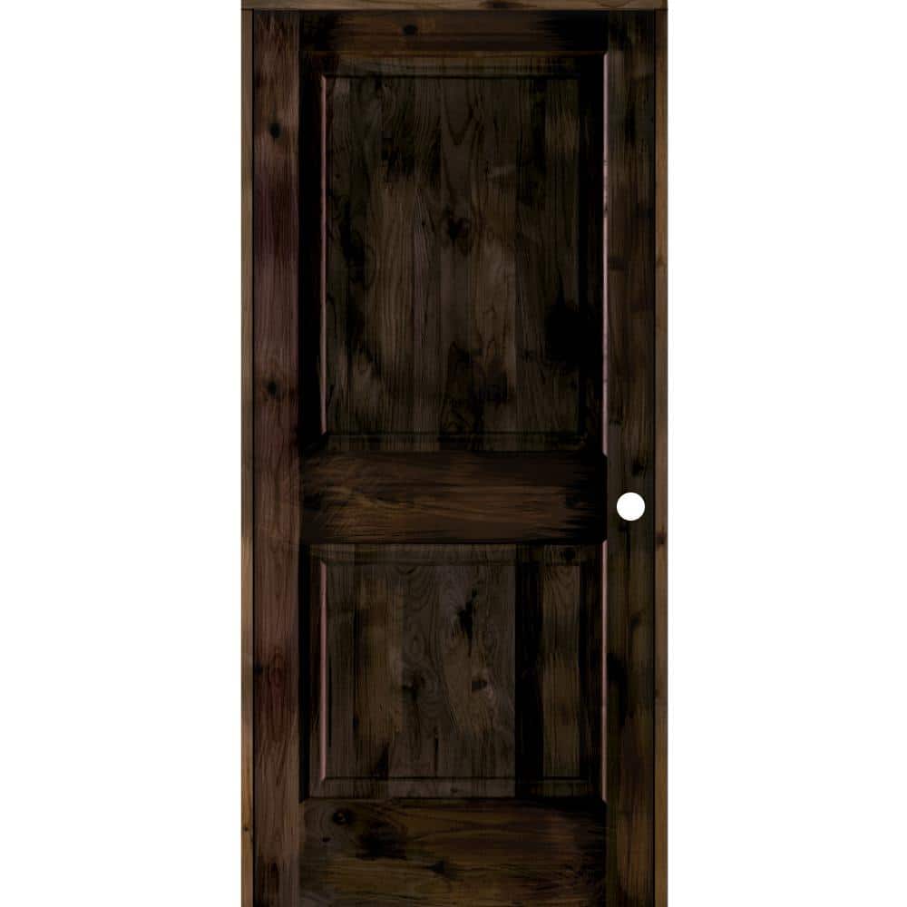 36 in. x 80 in. Rustic Knotty Alder 2 Panel Left-Handed Black Stain Wood Single Prehung Interior Door with Square Top price history on PriceWatchPro