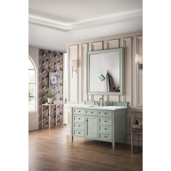 James Martin Vanities Brittany 48.0 in. W x 23.5 in. D x 34 in. H Bathroom Vanity in Sage Green with Ethereal Noctis Quartz Top