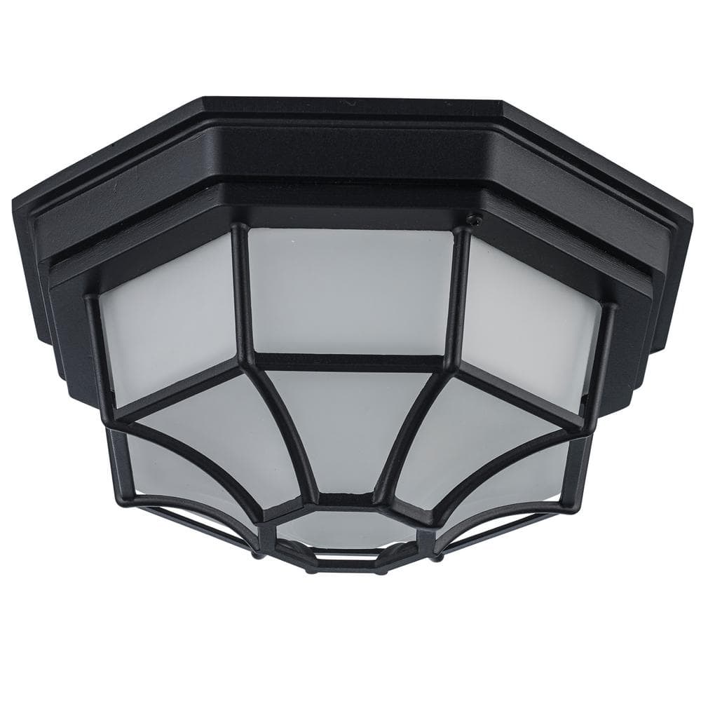 Elegant Black Glass Flush-Mount Light for Indoor/Outdoor