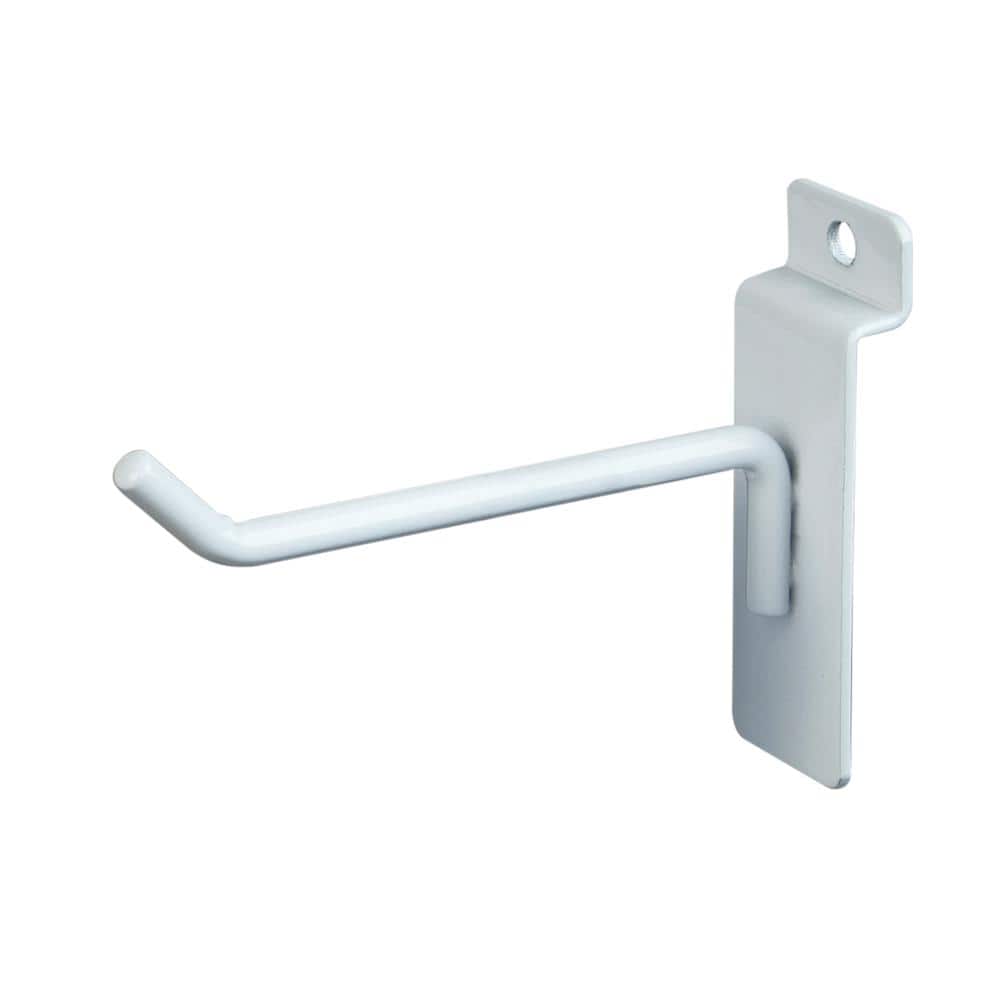 4 in. White Deluxe Hook for Slatwall (Pack of 96)