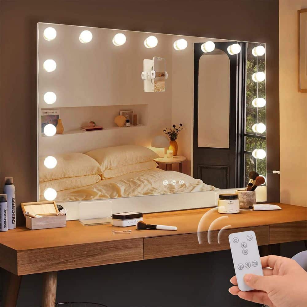 31.5 in. W x 22.8 in. H White Rectangle Vanity Mirror Wall Mount /Tabletop price history on PriceWatchPro