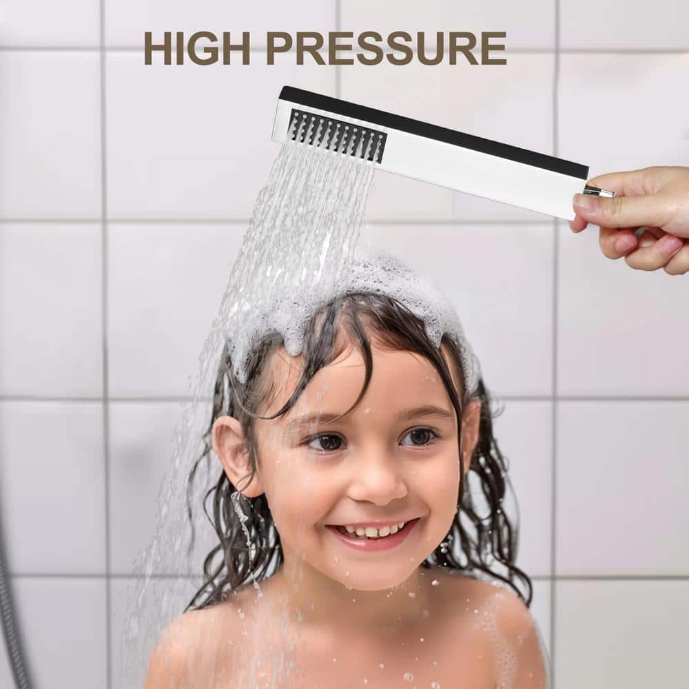 12 Inch Chrome LED Wall Mounted Rain Shower System with Handheld and Body Jets