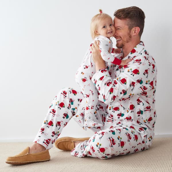 The Company Store Company Cotton Family Flannel Men's Medium White/Red  Santa and Mrs Pajama Set 60010C-M-WHI/RED - The Home Depot
