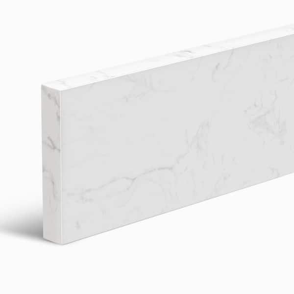 Cala 60 in. W Cultured Marble Vanity Backsplash Bathroom Countertop Splash Guard in Carrara White