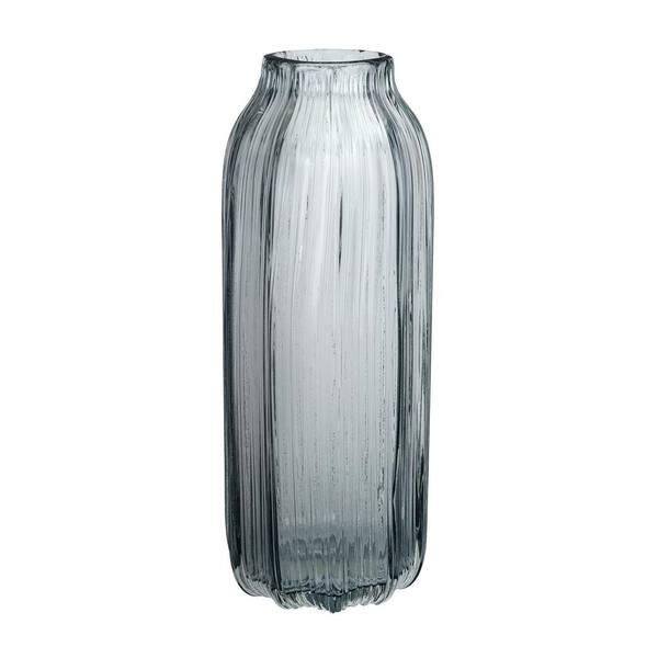 Titan Lighting 15 in. Slate Husk Glass Decorative Vase in Gray