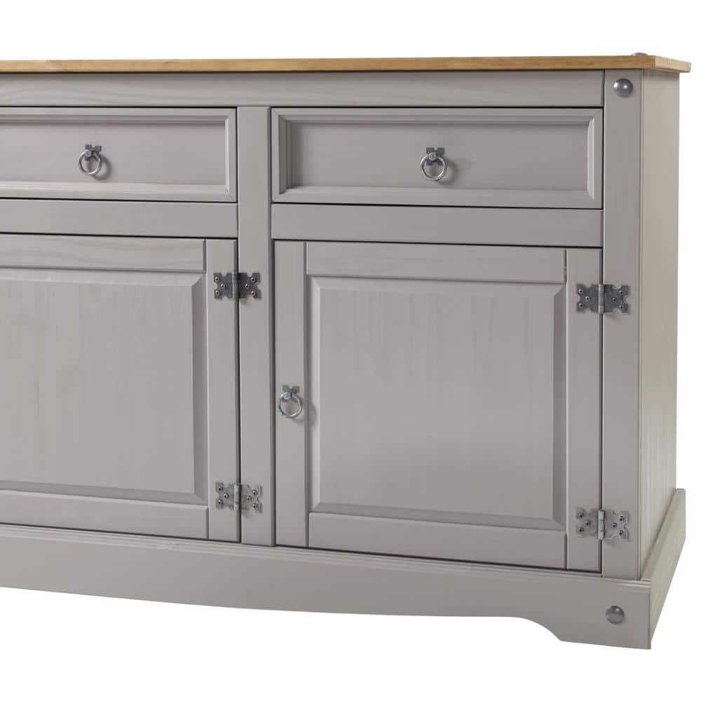 Cottage Series Gray Pine Wood Buffet Sideboard with Storage