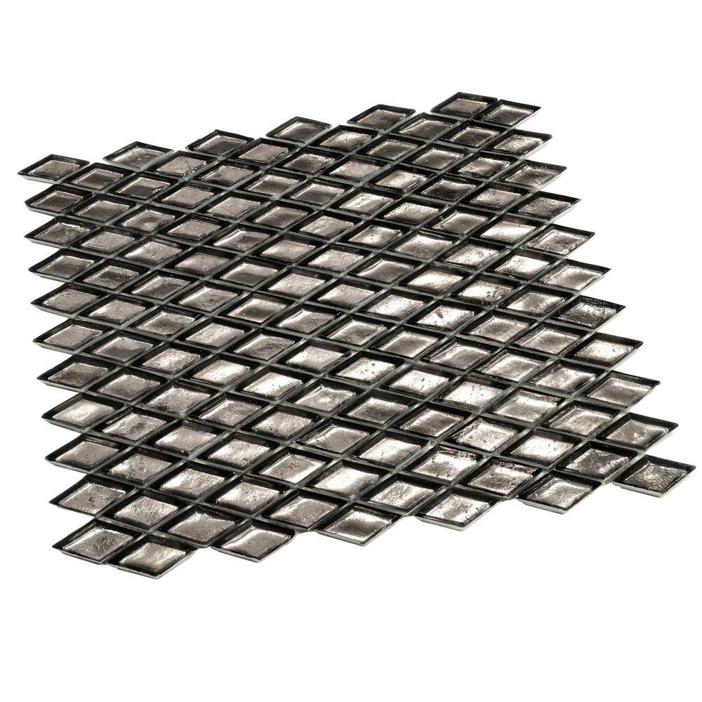 Gray Diamond Glossy Glass Mosaic Floor and Wall Tile