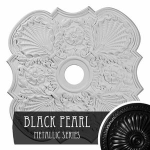 1-3/8 in. x 29 in. x 29 in. Polyurethane Flower Ceiling Moulding, Black Pearl