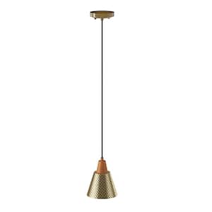 1-Light Vintage Brass Pendant Light Island Hanging Lamp with Hammered Metal Shade