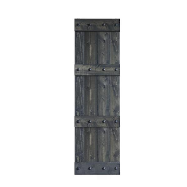 COAST SEQUOIA INC Castle Series 24 in. x 84 in. Carbon Gray DIY Knotty Pine Wood Sliding Barn Door Slab