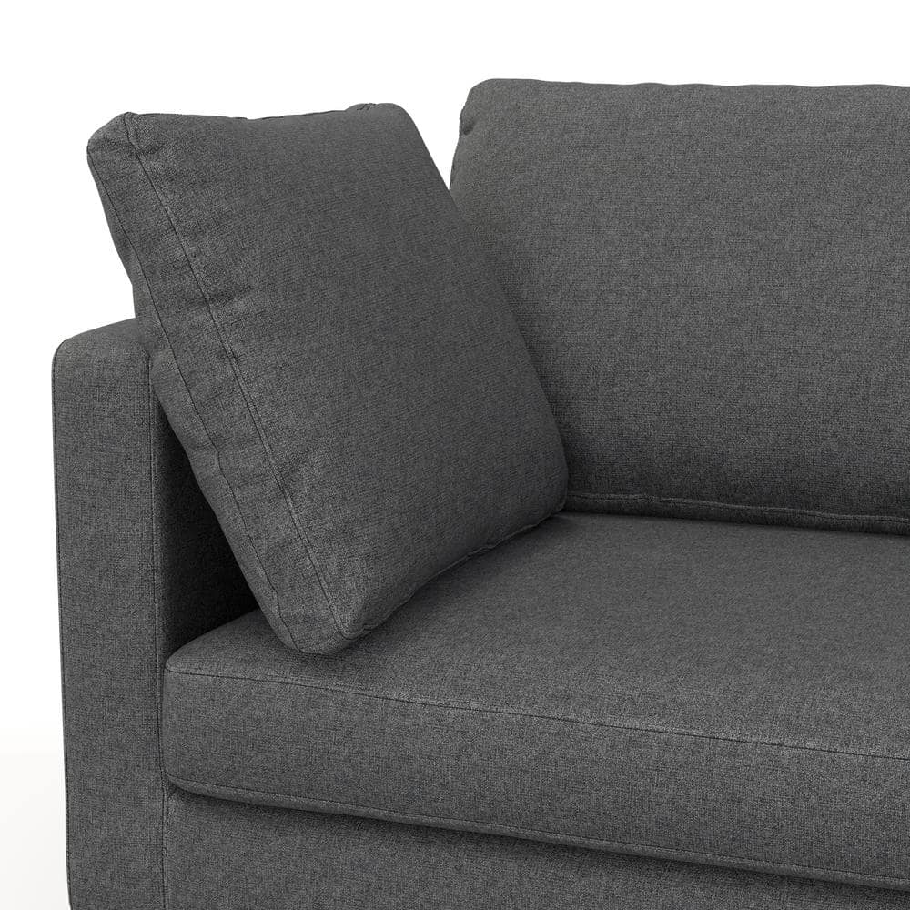 Ava 90-Inch Pebble Grey Performance Fabric Sofa with Metal Legs