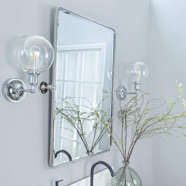 TEHOME Woodvale 20 in. W x 30 in. H Medium Rectangular Metal Framed Wall Mounted Bathroom Vanity Mirror in Chrome