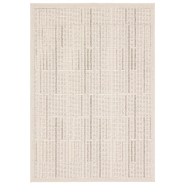 Vibe Quantum Cream/Beige 3 ft. x 8 ft. Runner Striped Polypropylene Indoor/Outdoor Area Rug