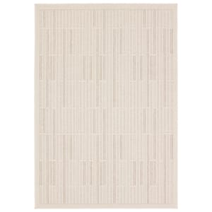 Vibe Theorem Taupe/Cream 5 ft. x 8 ft. Striped Polypropylene Indoor/Outdoor Area Rug