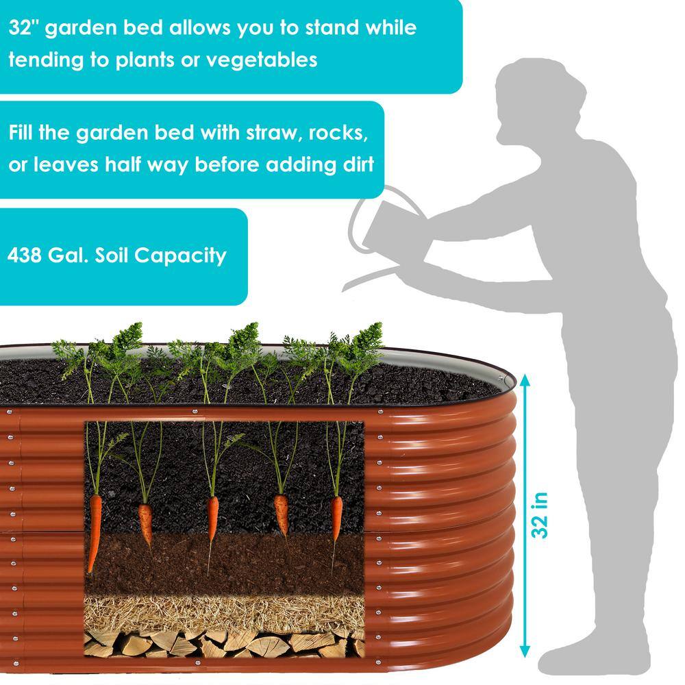 Large Brown Galvalume Steel Oval Raised Garden Bed
