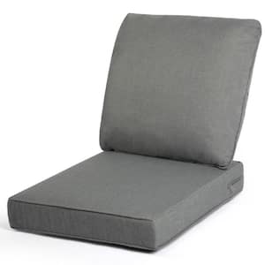 24 x 24 Outdoor Seat Cushion Waterproof and Fade Resistant Chair Cushions with Removable Cover in Deep Grey