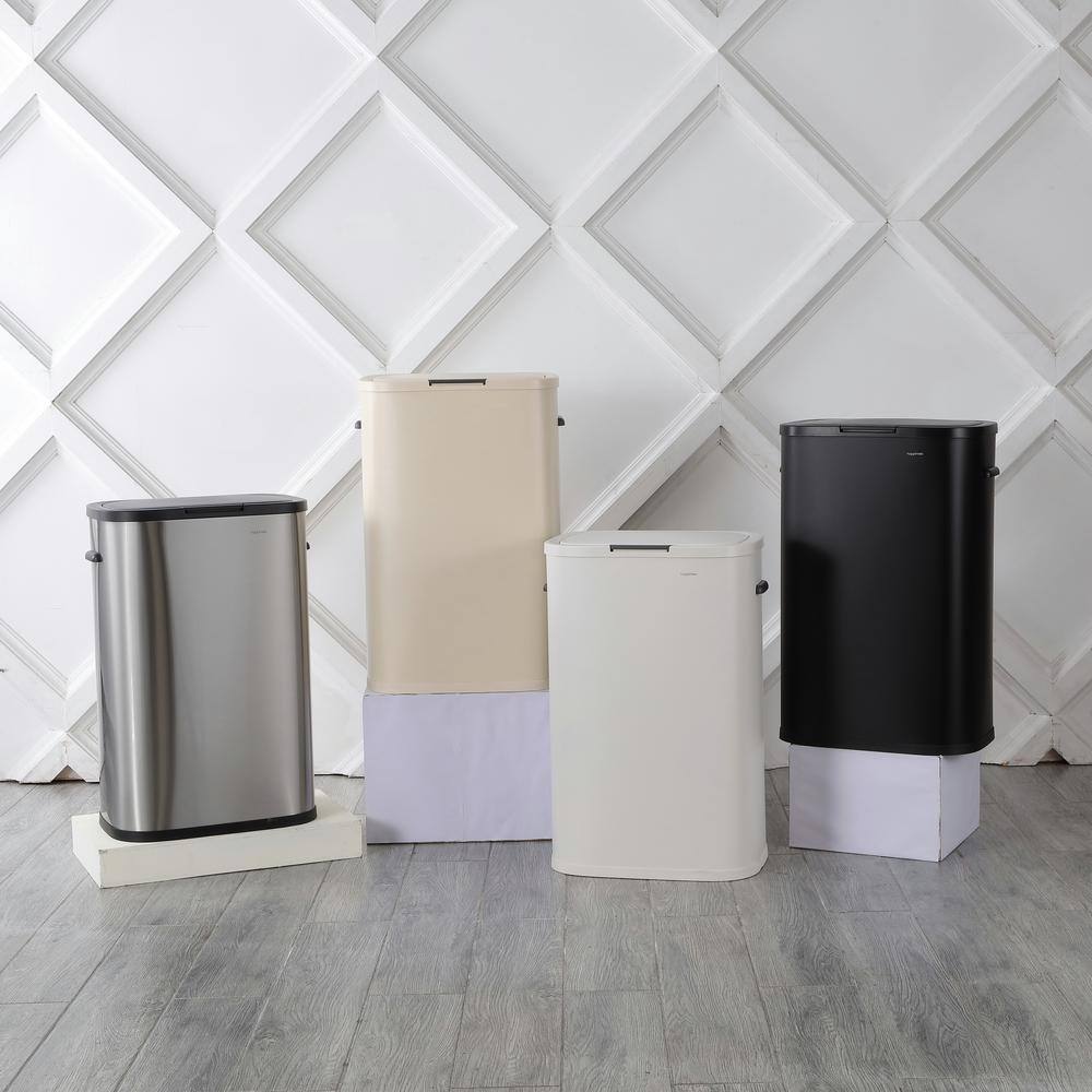 Platinum Silver 14.5-Gallon Fingerprint Resistant Metal Trash Can