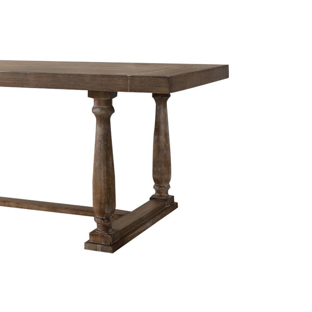 Elegant Oak Brown Rectangular Wooden Dining Table for Six